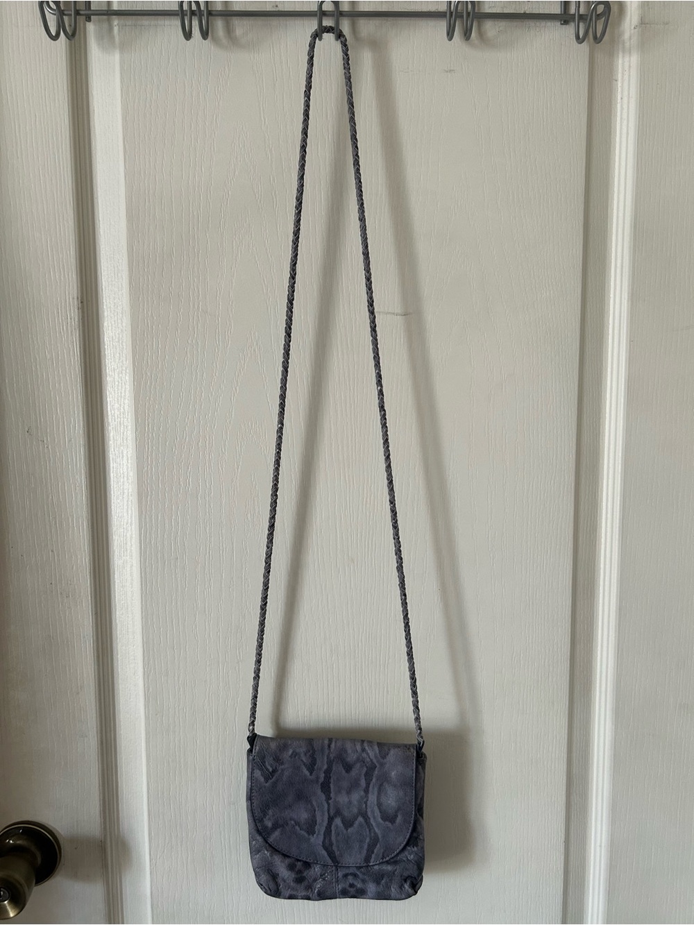 Vintage Banana Republic Gray Cow Leather Snakeskin Print Crossbody Bag